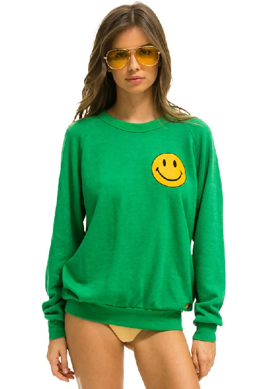 Aviator Nation Smiley Crew Sweatshirt in Kelly Green