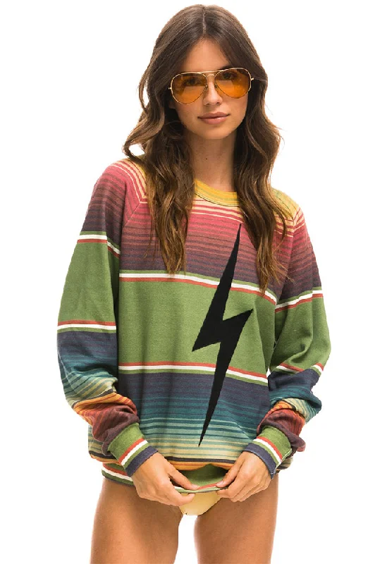 Aviator Nation Serape Bolt Stitch Crew Sweatshirt in Jungle Green