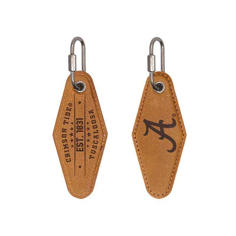 Alabama Tan Leather Diamond Keychain