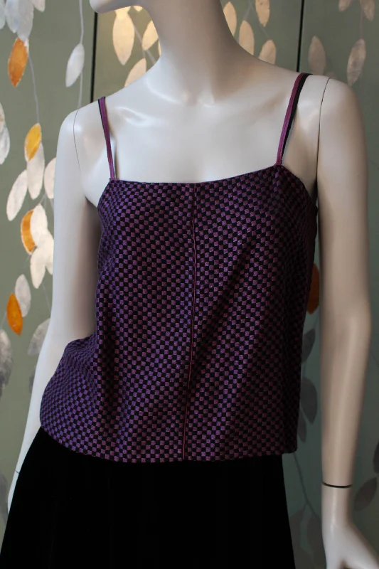 Vintage 1980s Callaghan Purple and Black Checkered Tank Top, Small