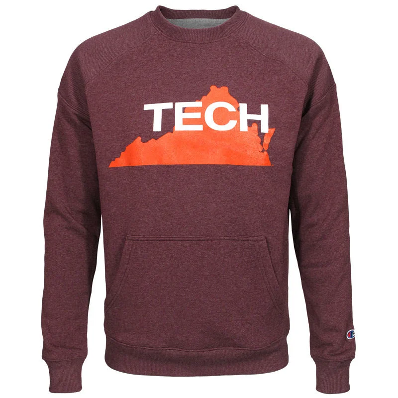 Virginia Tech Triumph Vault Fleece Crew: Maroon By Champion