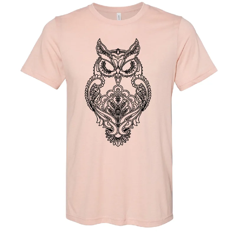 Mystical Owl Stencil Black Asst Colors Sueded Tee