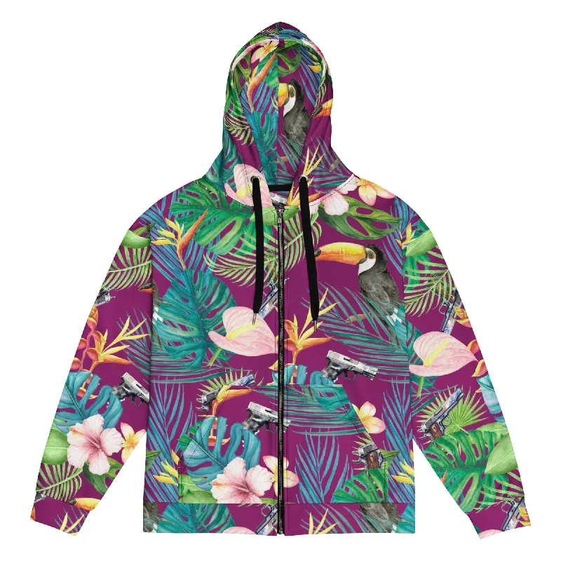 Hibiscus Bang Bang Hawaiian Zip Hoodie