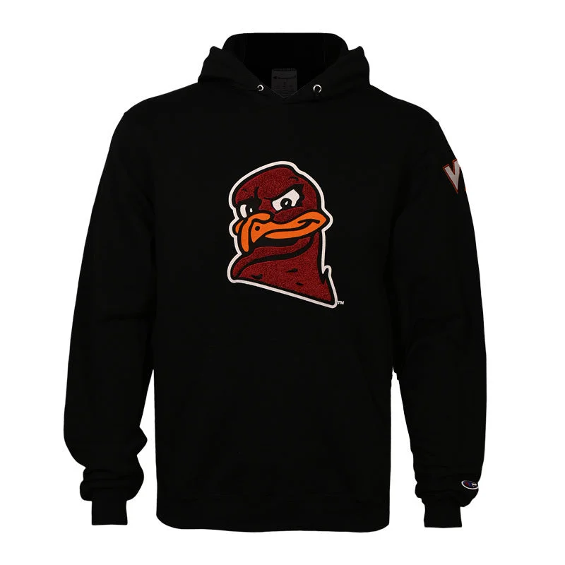 Virginia Tech HokieBird Logo Hooded Sweatshirt: Black by Champion