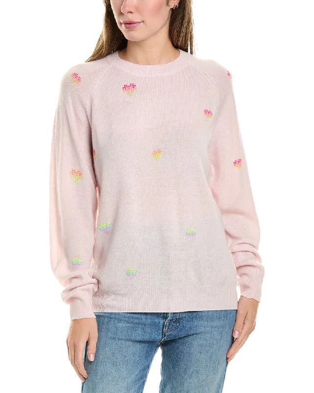 Brodie Cashmere Wool & Cashmere-Blend Rainbow Heart Studded Jumper