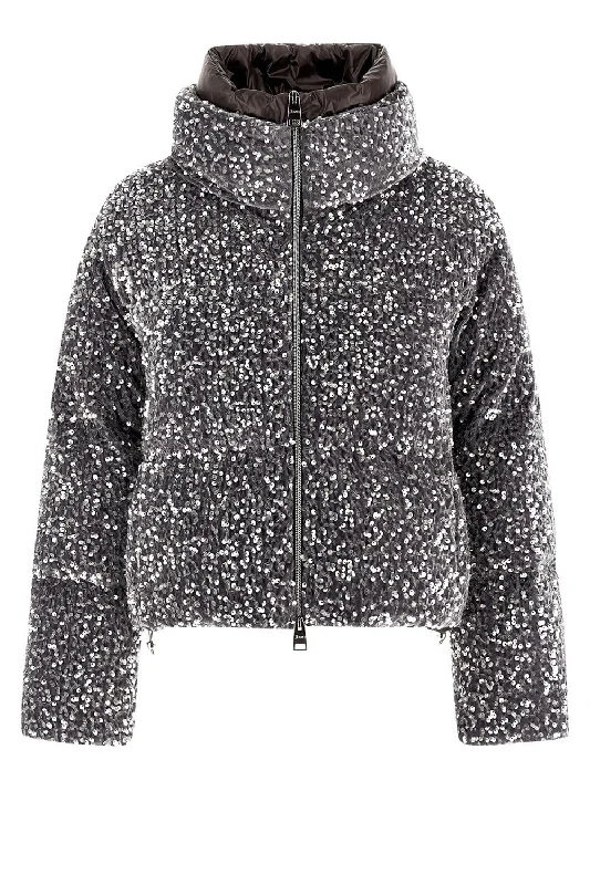 Quilted Paillette Zip Jacket