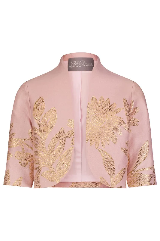 Floral Metallic Cropped Jacket