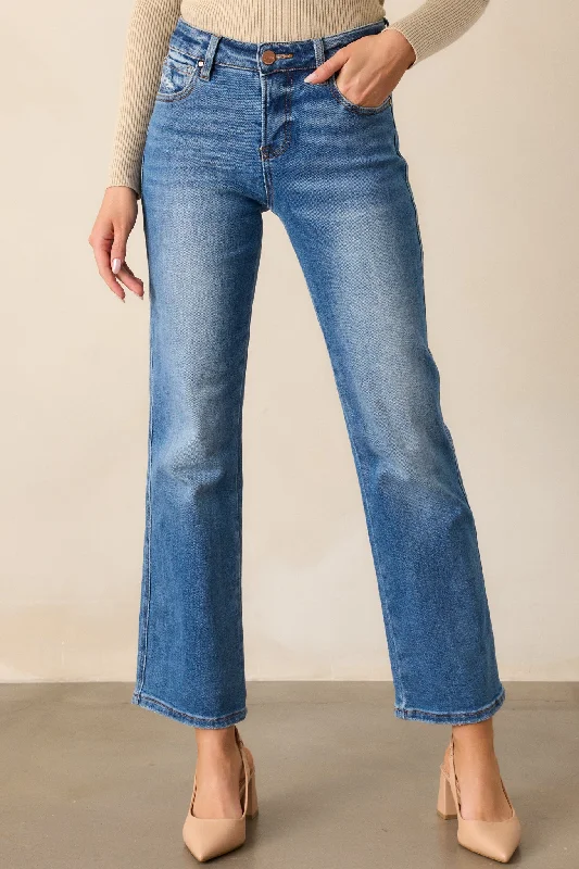 A Little Extra Medium Wash Straight Leg Jeans