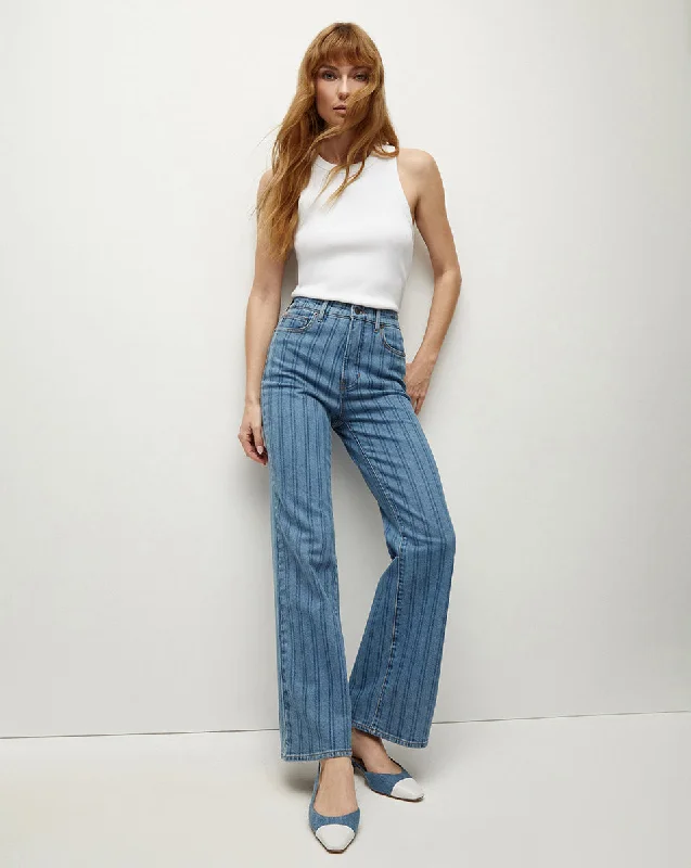 Crosbie Striped Loafer Length Wide-Leg Jean