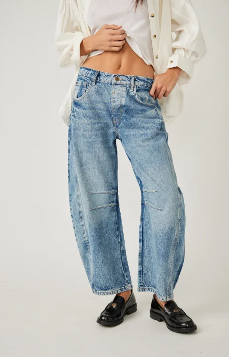 Free People Good Luck Mid-Rise Barrel Jeans