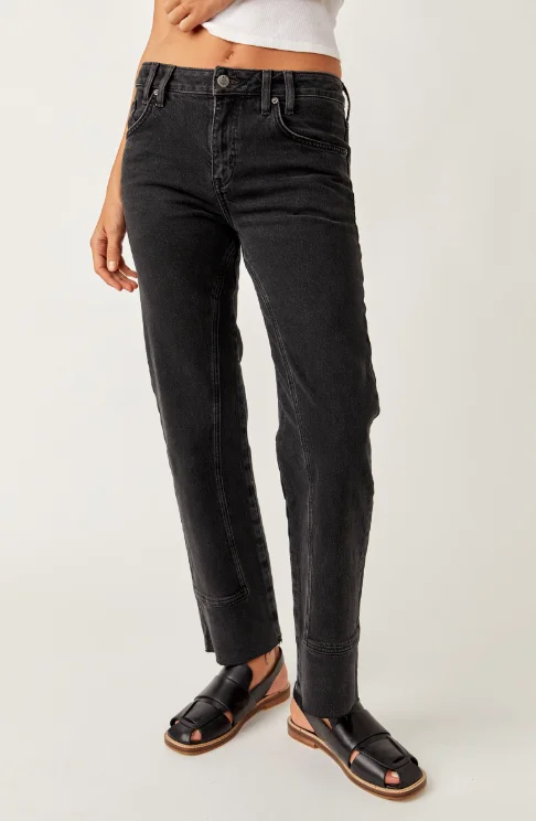 Free People Risk Taker Mid Rise Jeans - Main Squeeze