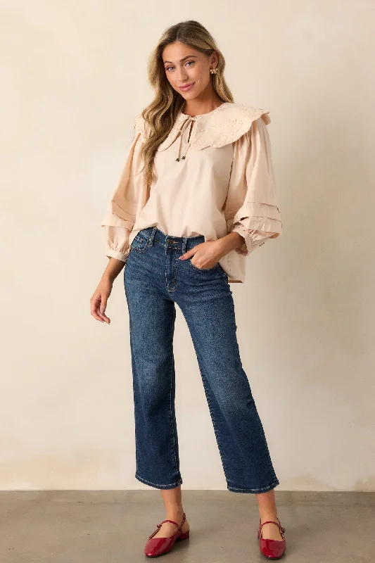 Into The Clouds Dark Wash Cropped Wide Leg Jeans