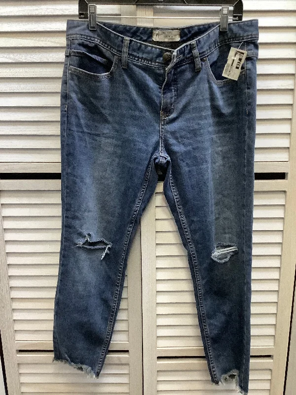 Jeans Cropped By Free People In Blue Denim, Size: 12