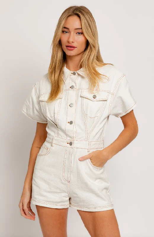 Madison Short Sleeve Denim Romper