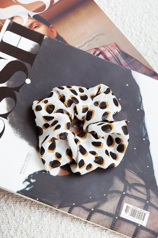 Chouchou Scrunchie Spotted White