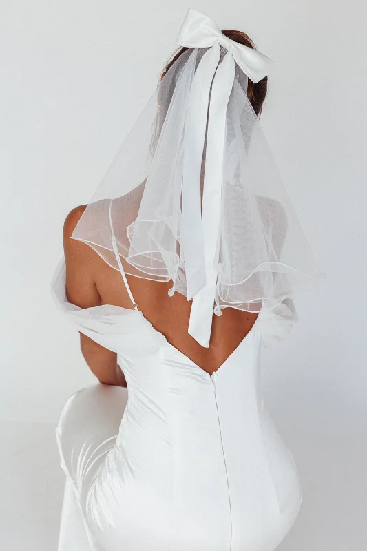 Florence Bow Bridal Veil White