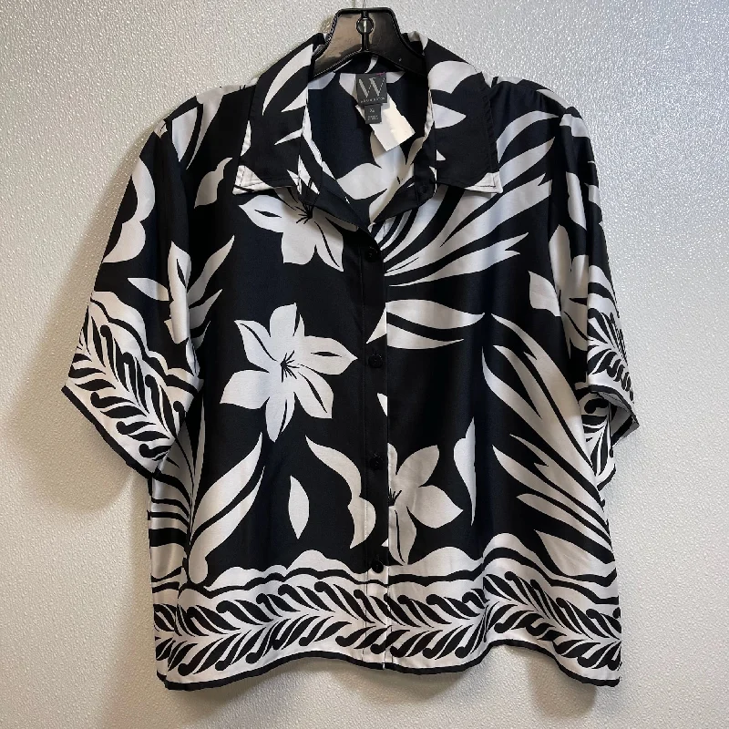 Black White Top Short Sleeve Worthington O, Size Xl