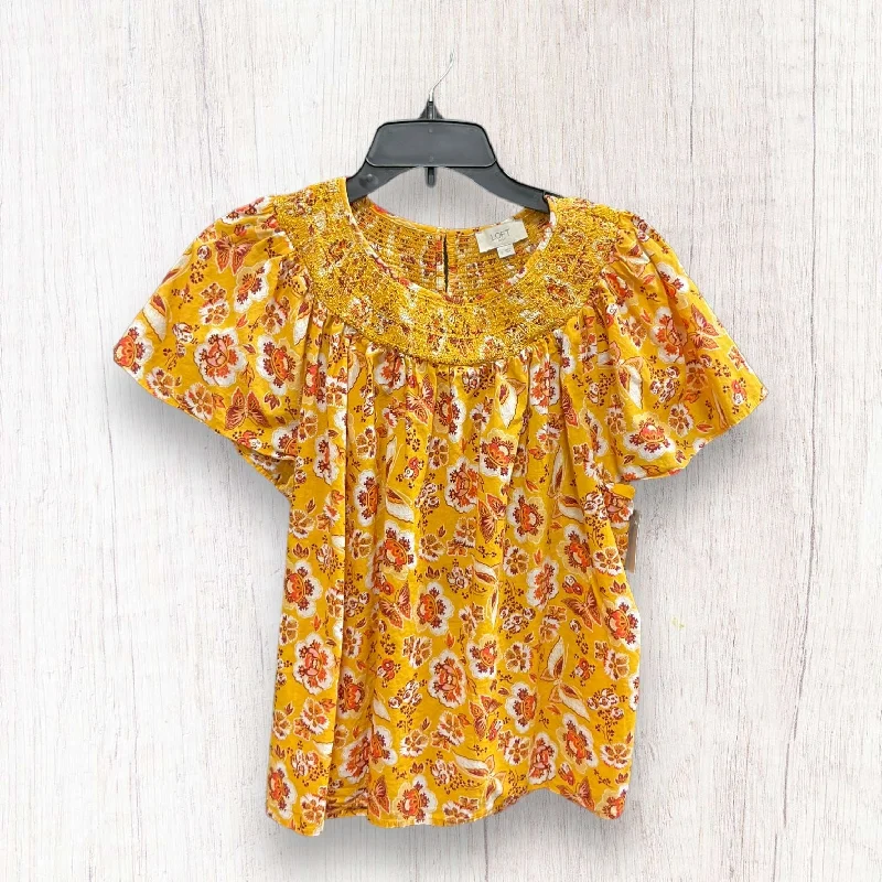 Yellow Top Short Sleeve Loft, Size L