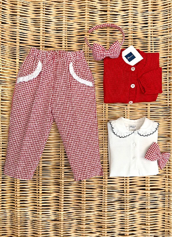 Girly little red check pants