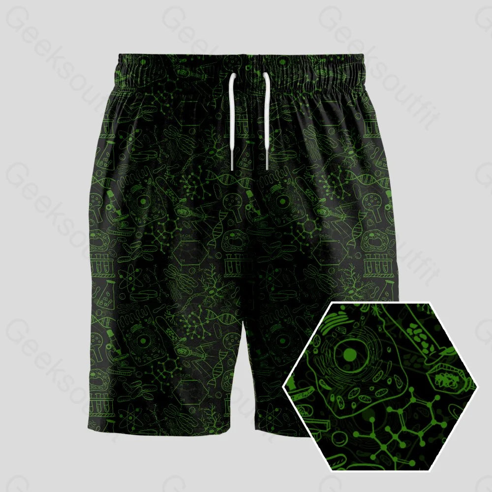 Virus Dark Green Geeky Drawstring Shorts