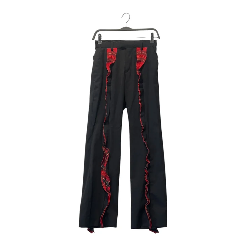 UNDERCOVER/Straight Pants/2/Wool/BLK/RED PLAID DETAILS