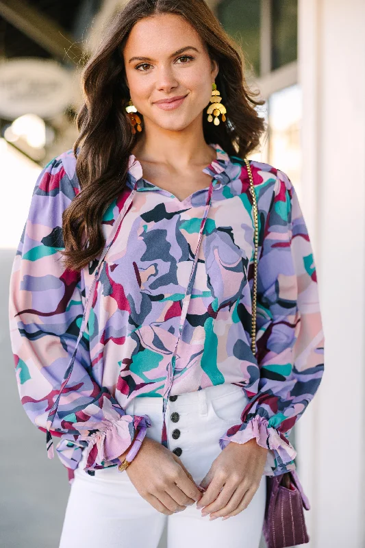 Loving It All Lavender Purple Abstract Blouse