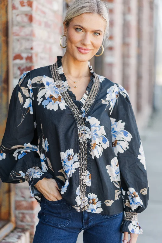 Take A Look Black Floral Blouse