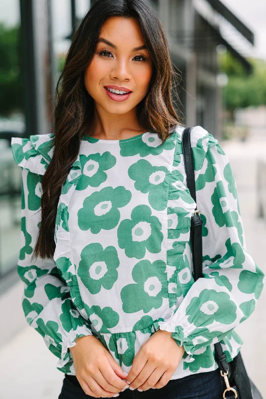 Take Your Chance Green Floral Blouse