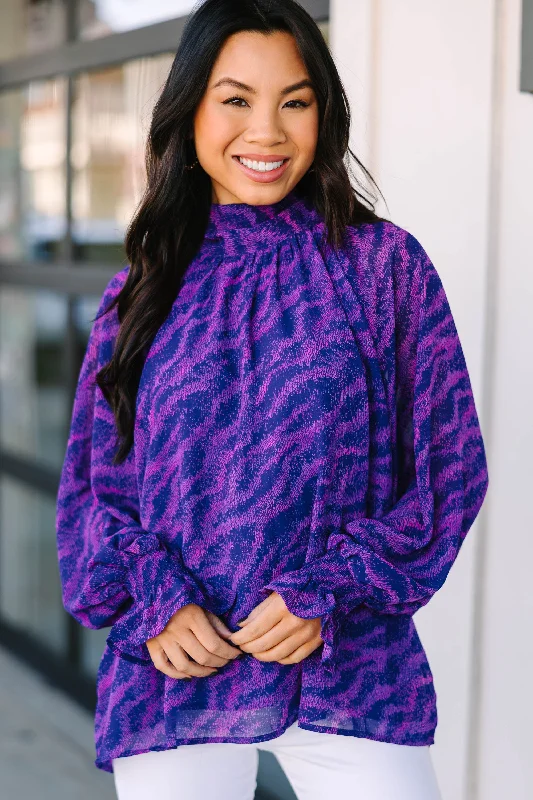 Wild Days Ahead Purple Abstract Blouse